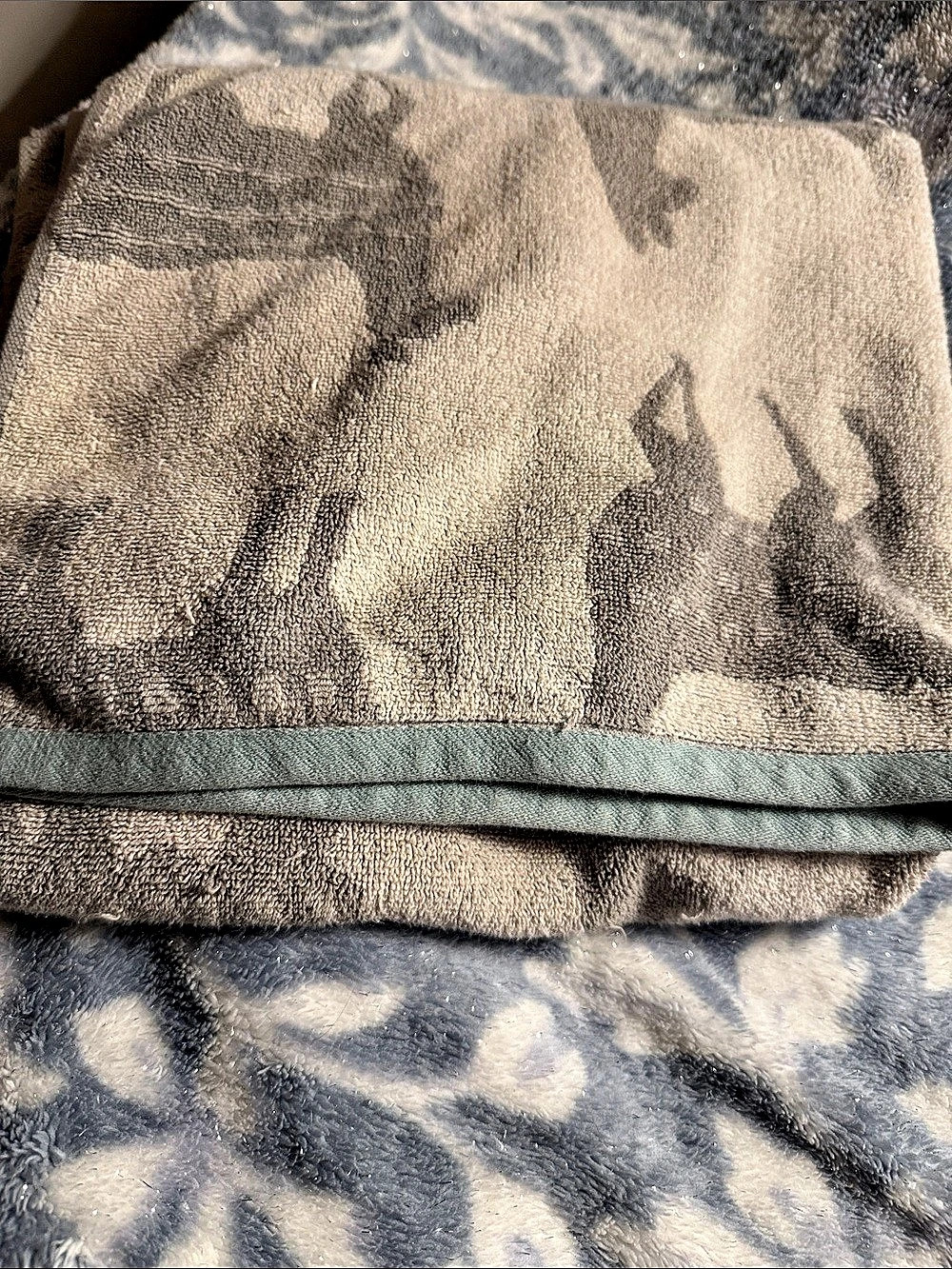 Gray & Blue Horse Print Towel